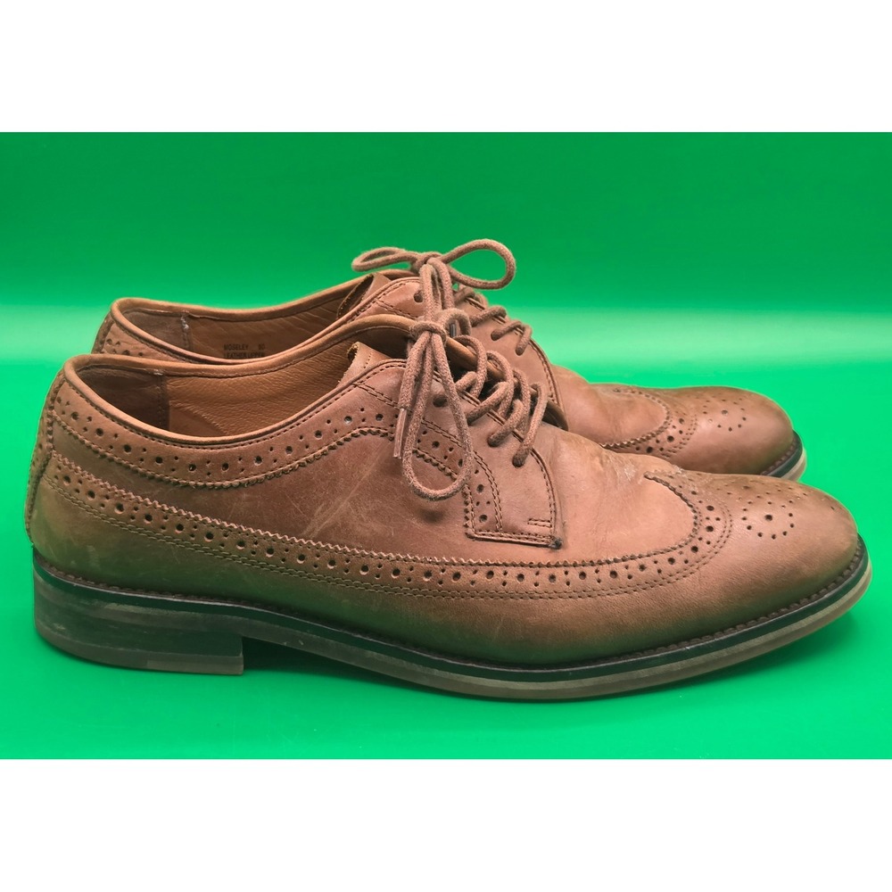Polo Ralph Lauren Moseley Tan Brown Leather Wingtip Oxford Shoes Mens 8D